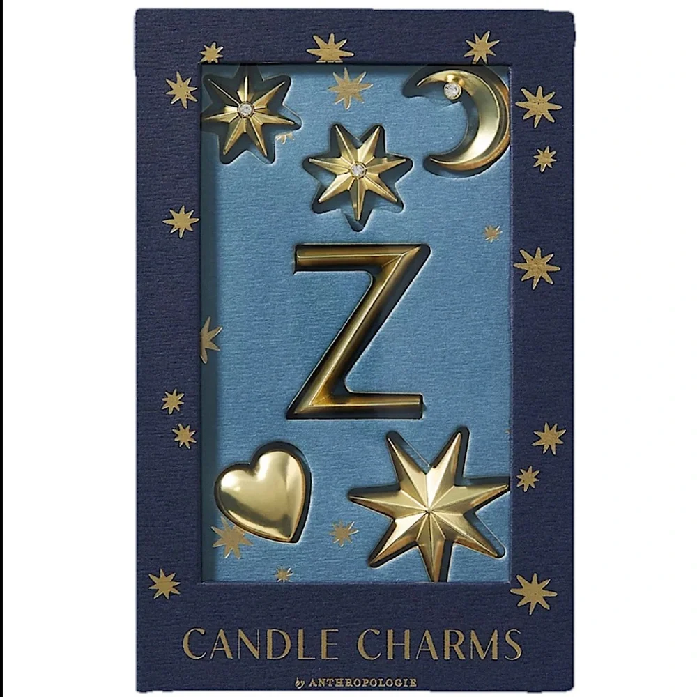 Anthropologie Monogram‎ Celestial Heart Candle Charms Pins Letter Z